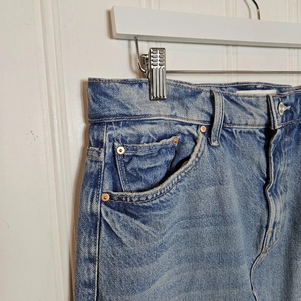 MOTHER Maxi Denim Skirt Womens Sz 29 Blue Denim Ditcher Maxi Fray Slit Rodeo - Picture 6 of 16